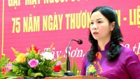 Đồng chí Lê Bình Thanh - Tỉnh ủy viên, Bí thư Huyện ủy phát biểu tri ân với người có công tiêu biểu